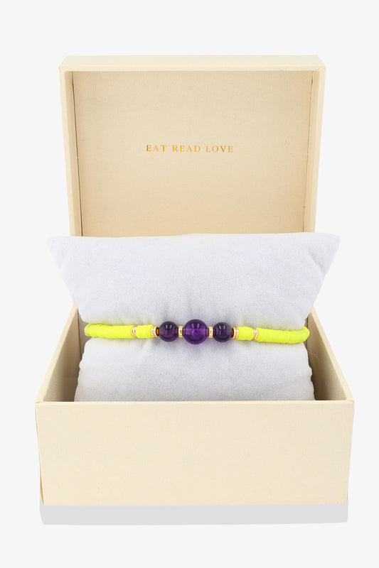 Power Health Clay Bracelet with Amethyst and Gold Vermeil