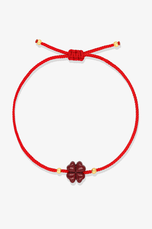 Lucky Clover Red Thread Feng Shui Bracelet