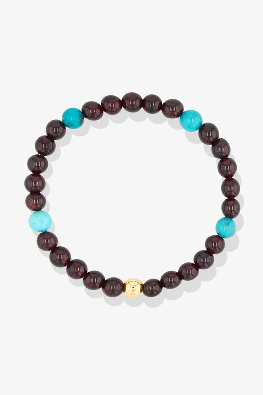 Aries Garnet and Turquoise Crystal Bracelet with REAL Gold