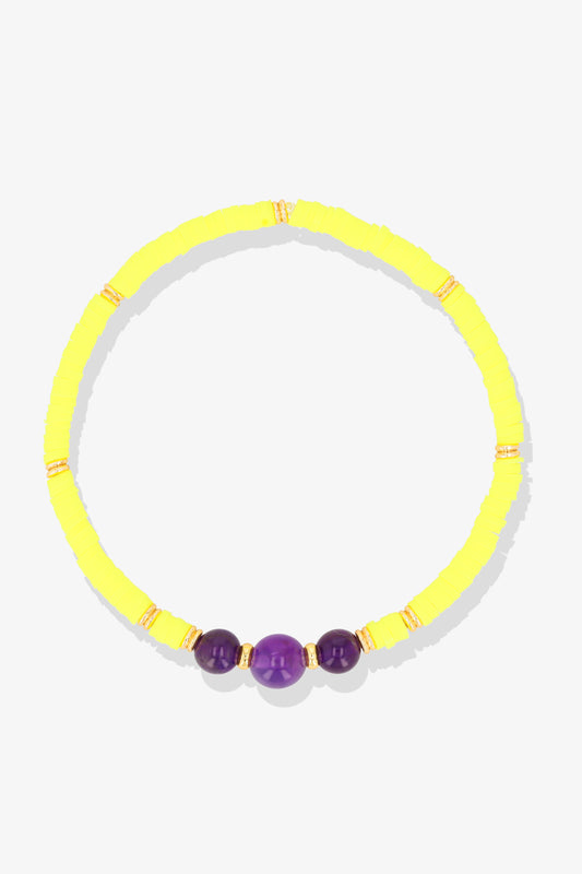 Power Health Clay Bracelet with Amethyst and Gold Vermeil