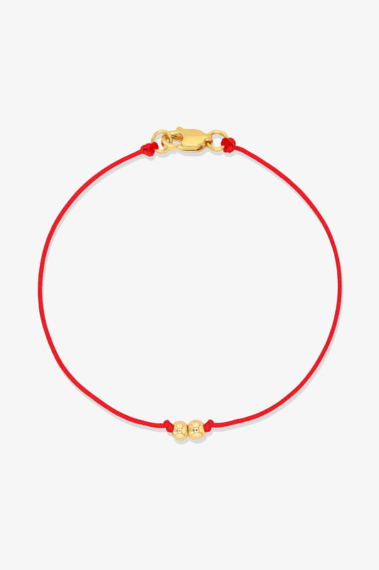 Numerology Red Thread Bracelet with REAL Gold  - 3