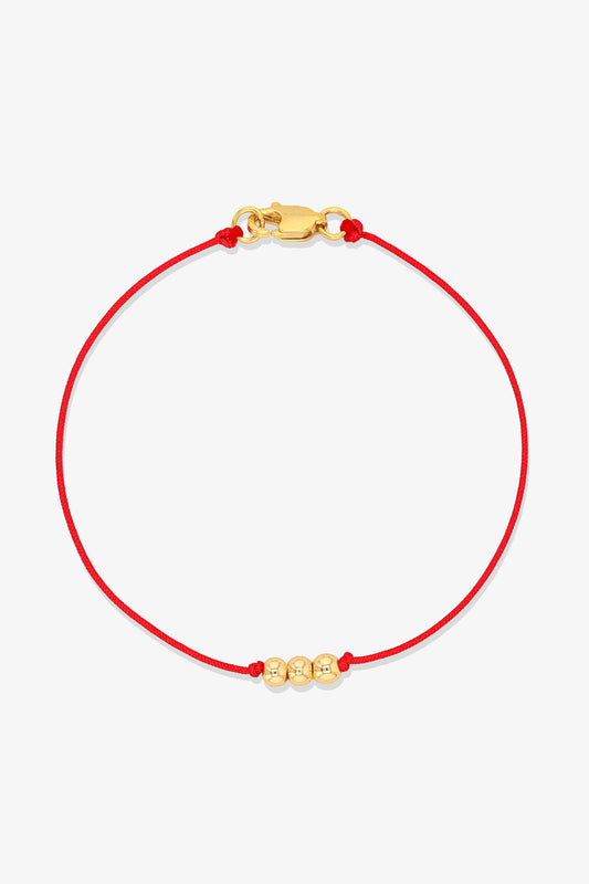 Numerology Red Thread Bracelet with REAL Gold  - 1
