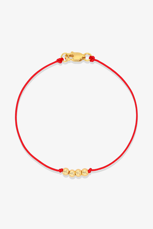 Numerology Red Thread Bracelet with REAL Gold  - 1