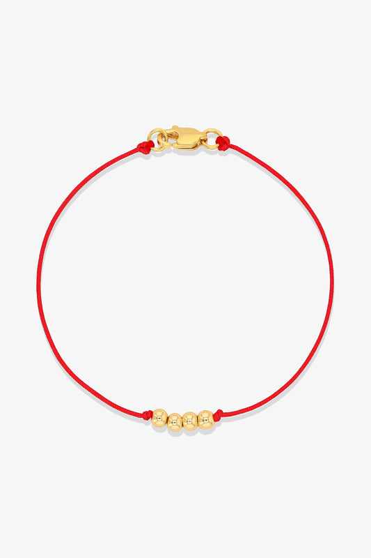 Numerology Red Thread Bracelet with REAL Gold  - 5