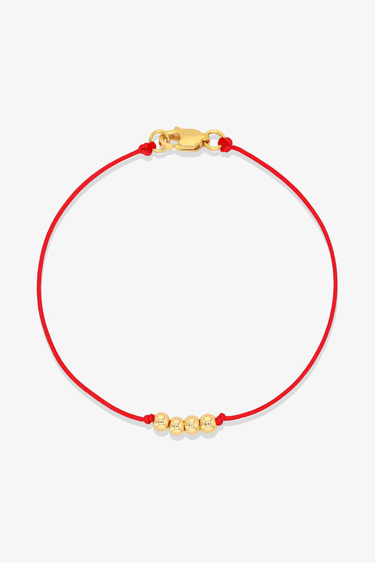 Numerology Red Thread Bracelet with REAL Gold  - 4