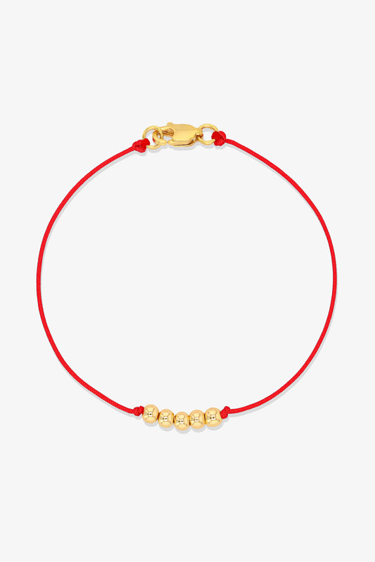 Numerology Red Thread Bracelet with REAL Gold  - 2