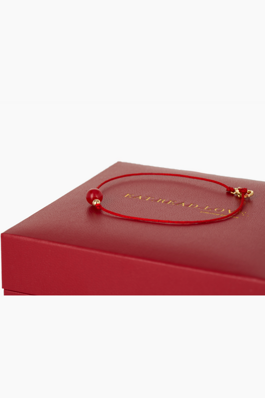 Ruby Red Thread Bracelet With Real Gold