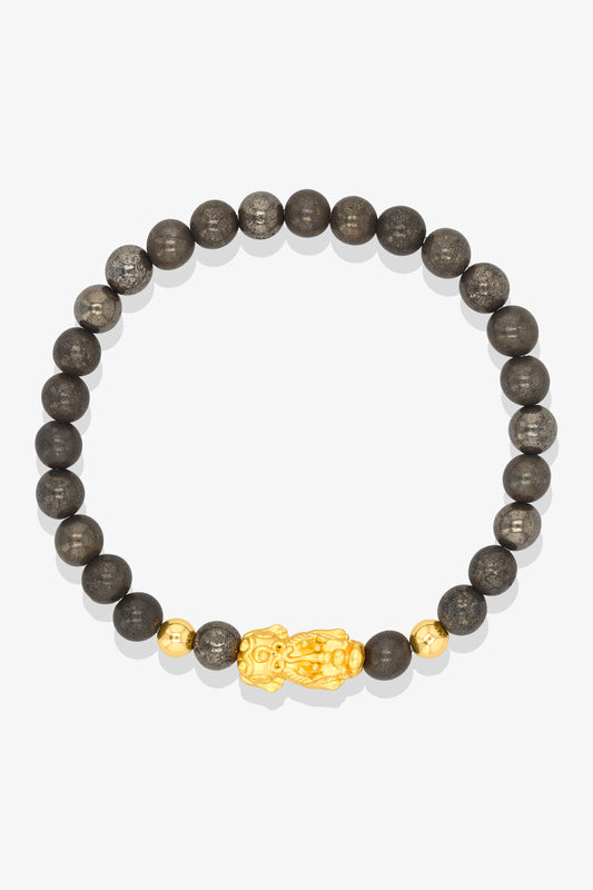 Labradorite Unlimited Prosperity 18K Gold Vermeil Pixiu Feng Shui Bracelet