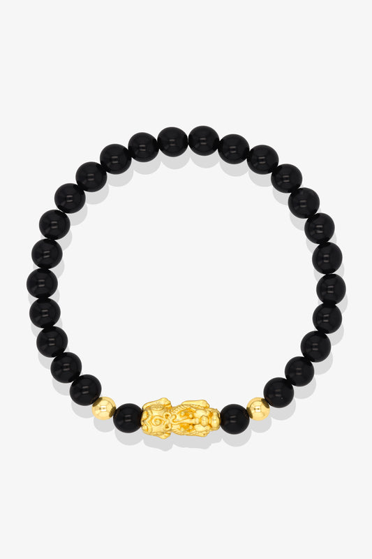 Labradorite Unlimited Prosperity 18K Gold Vermeil Pixiu Feng Shui Bracelet
