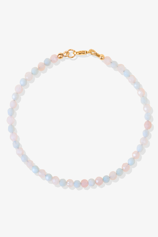 Connection - Rose Quartz and Blue Lace Agate Gold Vermeil Bracelet