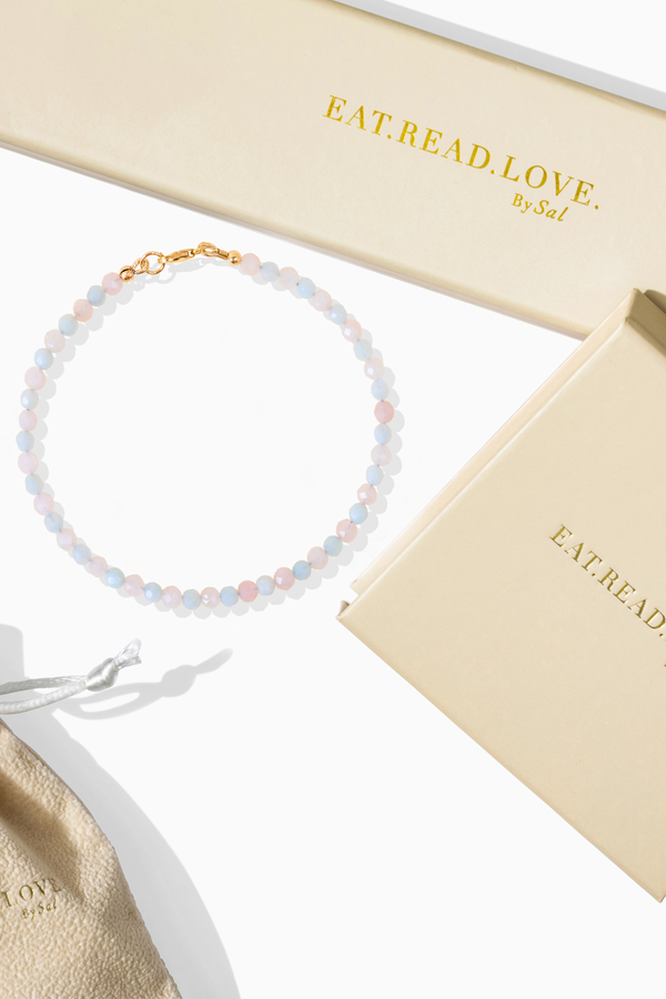 Connection - Rose Quartz and Blue Lace Agate Gold Vermeil Bracelet