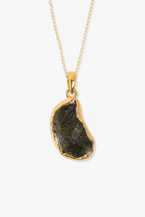Genuine Moldavite Gold Vermeil Pendant