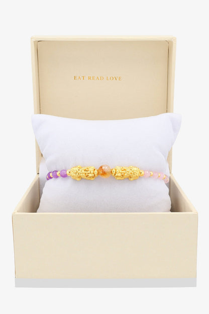 11:11 Limited Edition Multiple Love Feng Shiu 18K Gold Vermeil Double Pixiu Charm Bracelet - Eat.Read.Love.