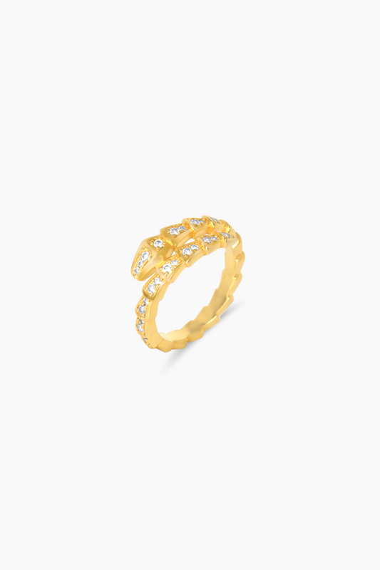 Serpenti 18k Yellow Gold Ring With Real Diamonds