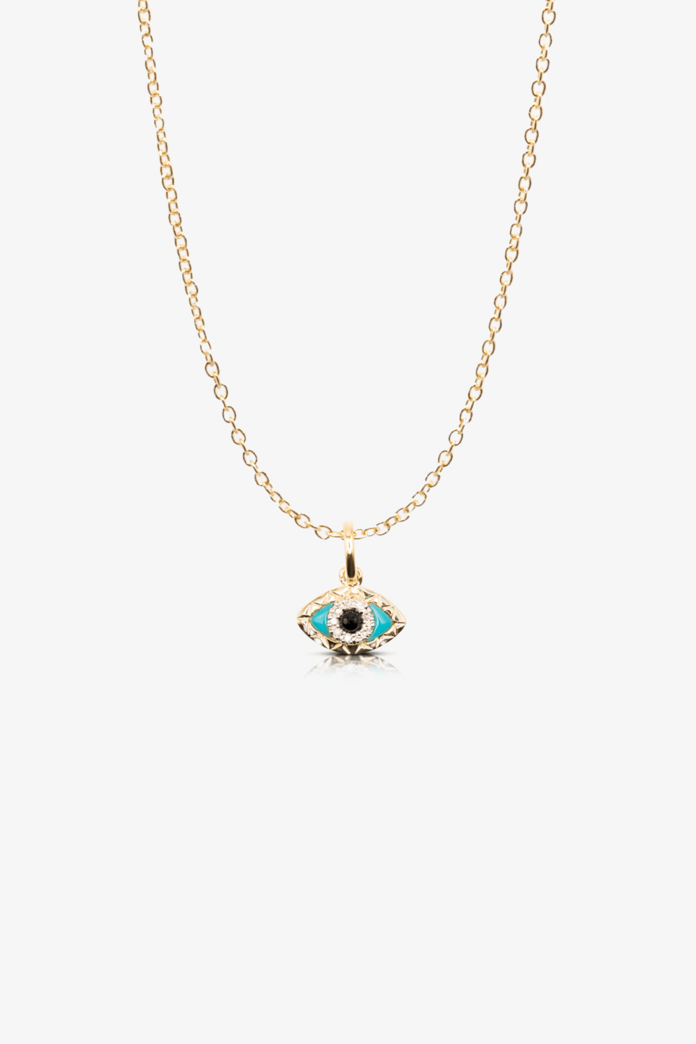 14k Gold REAL Gold Evil Eye Necklace With Diamonds - Eat.Read.Love.