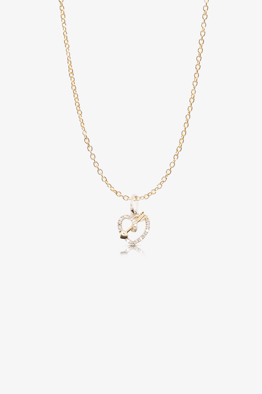 14k Gold REAL Gold Heart Arrow Necklace With Diamonds - Eat.Read.Love.