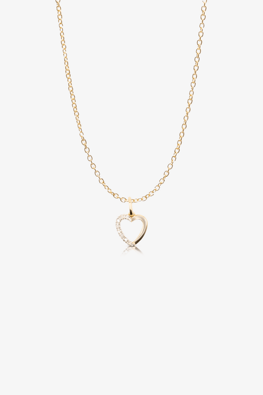14k Gold REAL Gold Heart Necklace With Diamonds - Eat.Read.Love.