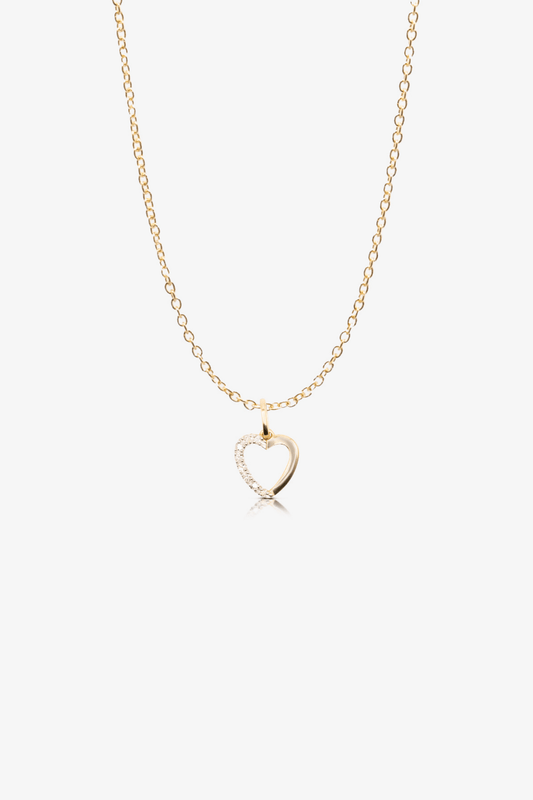 14k Gold REAL Gold Heart Necklace With Diamonds - Eat.Read.Love.