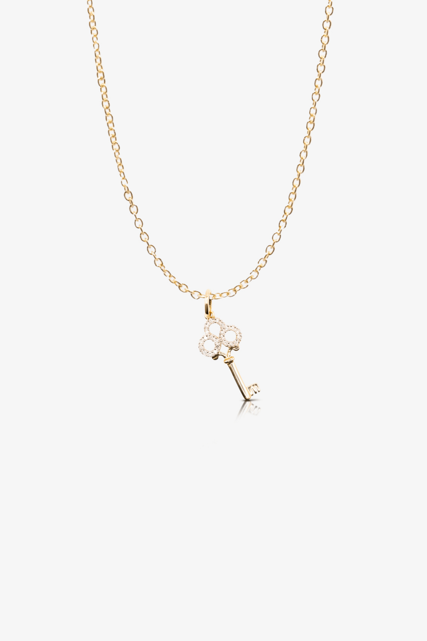 14k Gold REAL Gold Key Necklace With Diamonds - Eat.Read.Love.