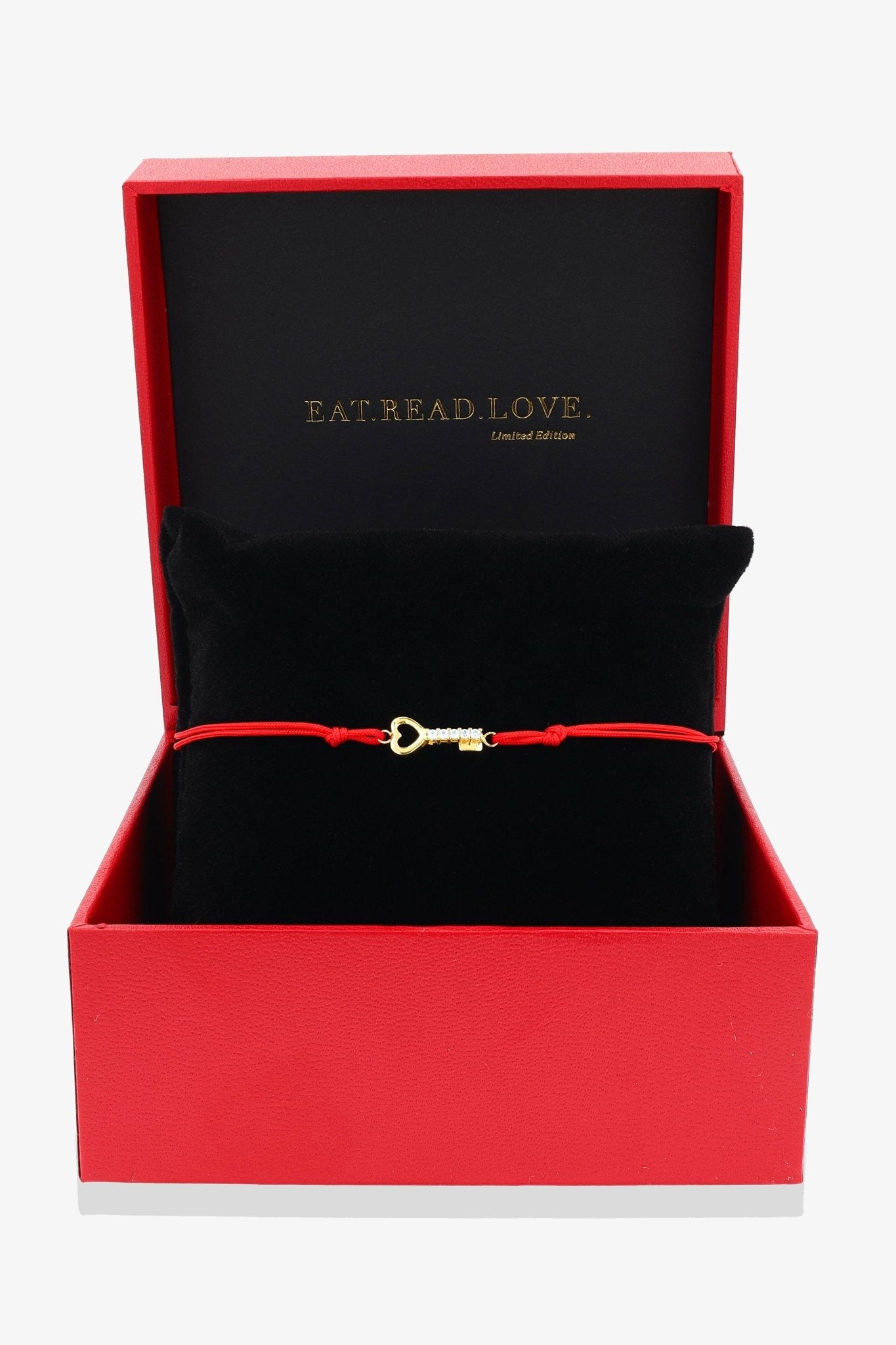 14k REAL Gold Forever Key Red Thread Bracelet with Diamonds - Eat.Read.Love.