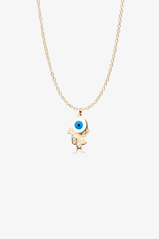 14k REAL Gold Hamsa Evil Eye Pendant - Eat.Read.Love.