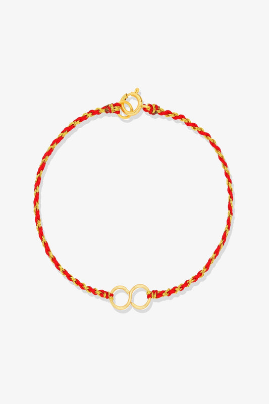 14k REAL Gold Infinity Knot Red and Gold Thread Bracelet - Eat.Read.Love.