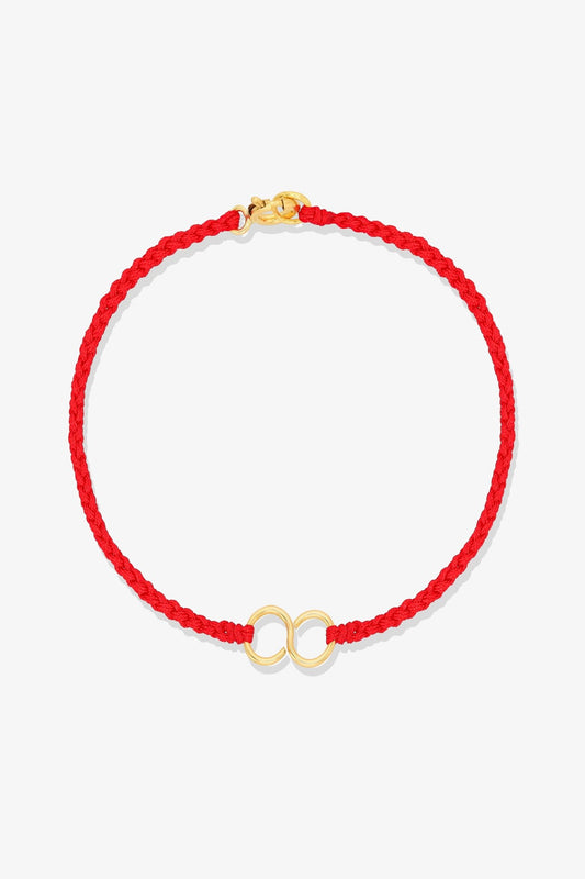 14k REAL Gold Infinity Knot Red Thread Bracelet - Eat.Read.Love.