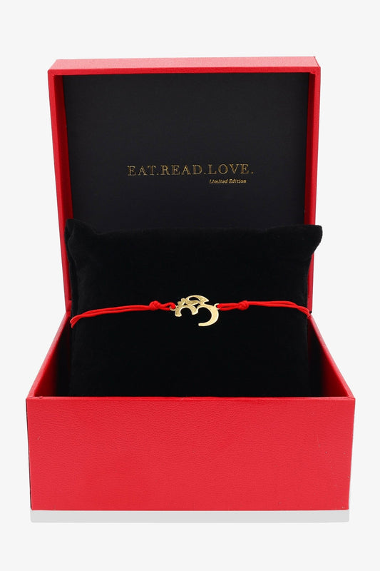 14k REAL Gold OM Red Thread Bracelet - Eat.Read.Love.