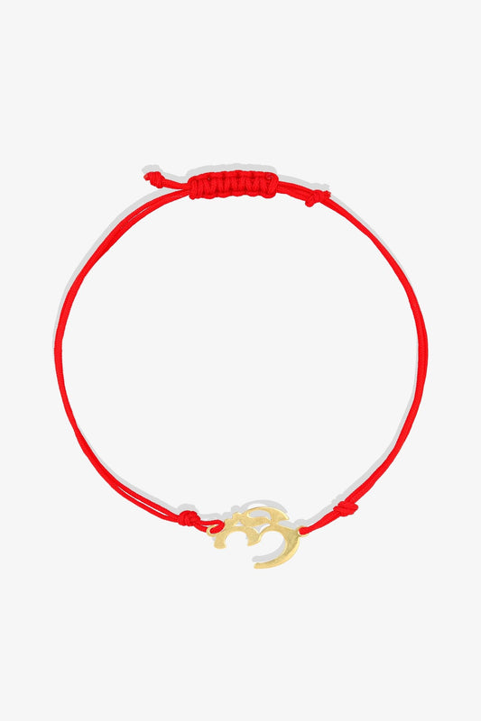 14k REAL Gold OM Red Thread Bracelet - Eat.Read.Love.