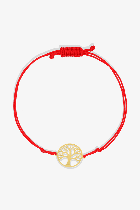 14k REAL Gold Tree Of Life Red Thread Bracelet - Eat.Read.Love.