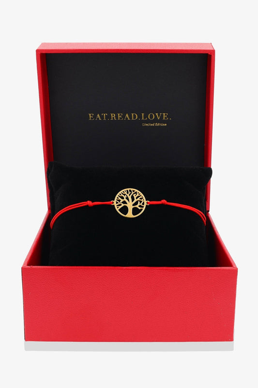 14k REAL Gold Tree Of Life Red Thread Bracelet - Eat.Read.Love.