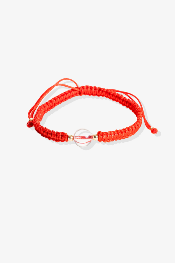 Clear Quartz Red Thread Gem Bracelet