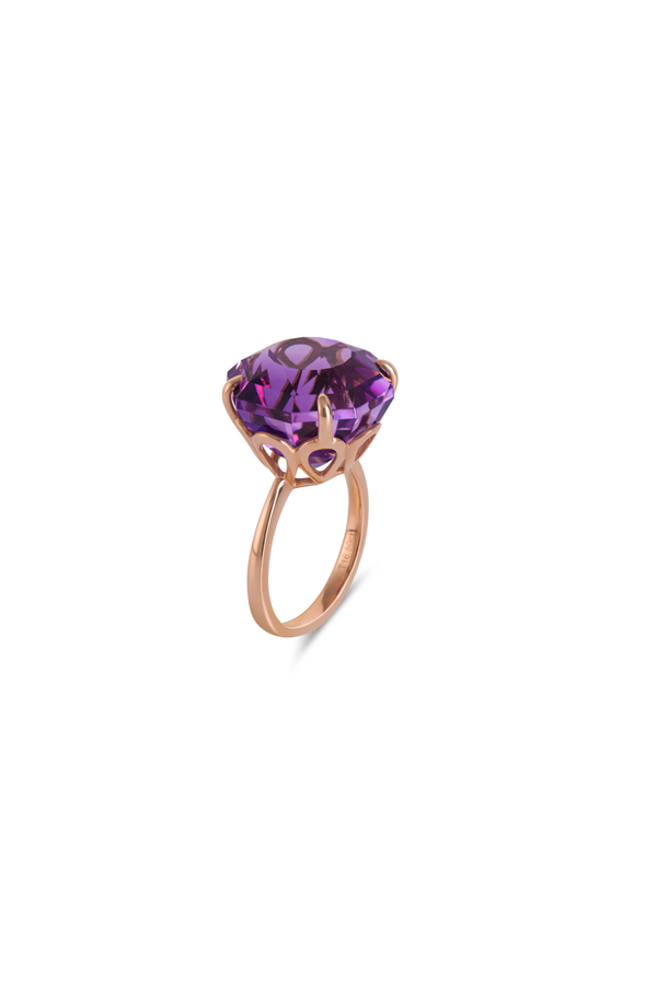 High Quality Amethyst 14k Rose Gold Ring Size 7