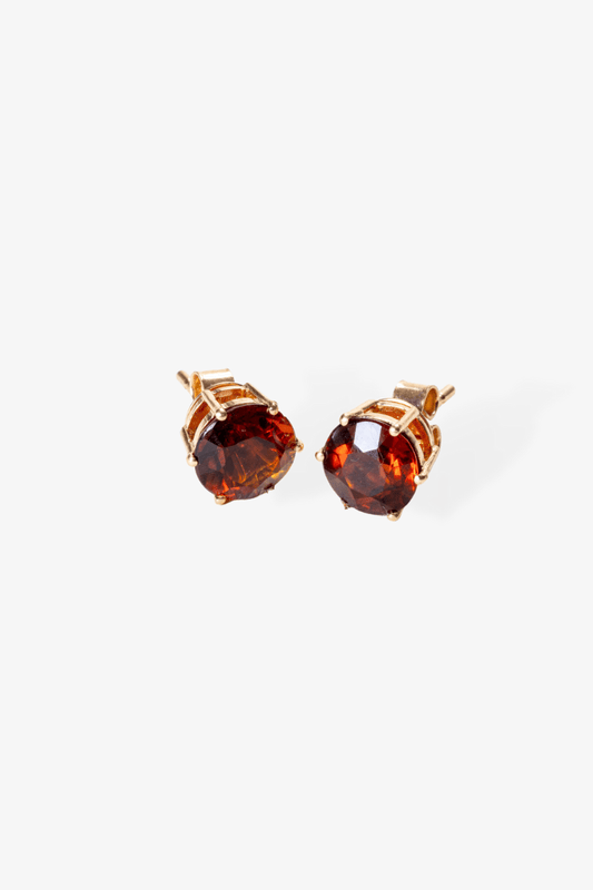 18k REAL Yellow Gold Garnet Crystal Earrings - Eat.Read.Love.