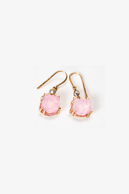 18k REAL Yellow Gold Kunzite Crystal Earring - Eat.Read.Love.