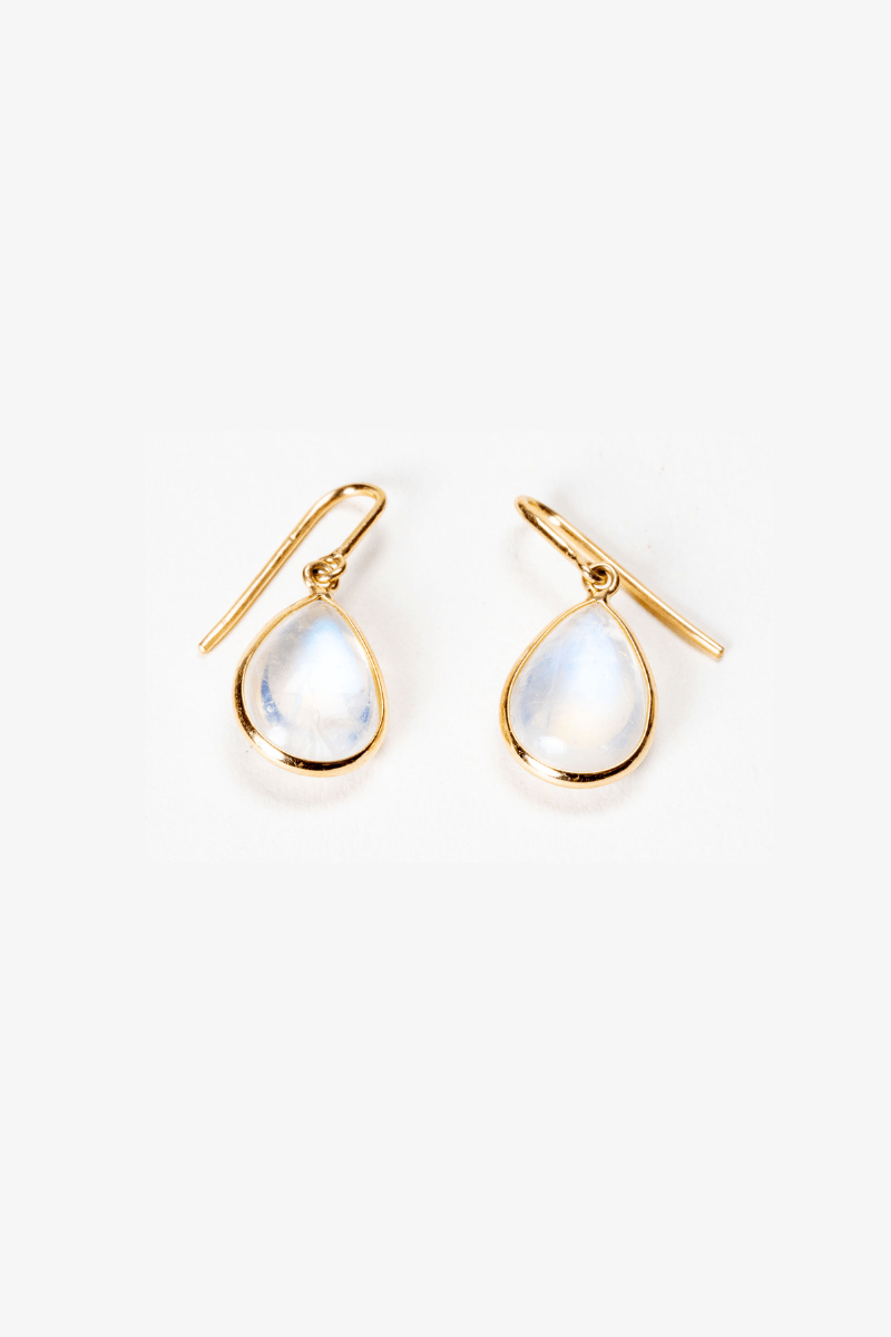 18k REAL Yellow Gold Moonstone Crystal Earring - Eat.Read.Love.