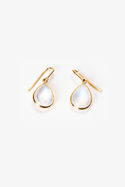 18k REAL Yellow Gold Moonstone Crystal Earring - Eat.Read.Love.