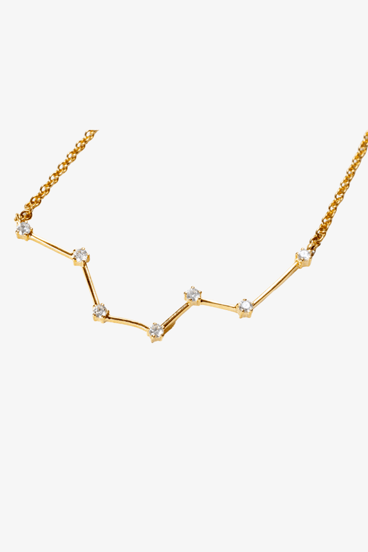 18k REAL Yellow Gold Scorpio Constellation Necklace With Diamond - Eat.Read.Love.