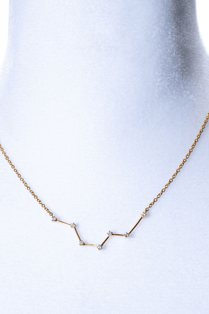 18k REAL Yellow Gold Scorpio Constellation Necklace With Diamond - Eat.Read.Love.