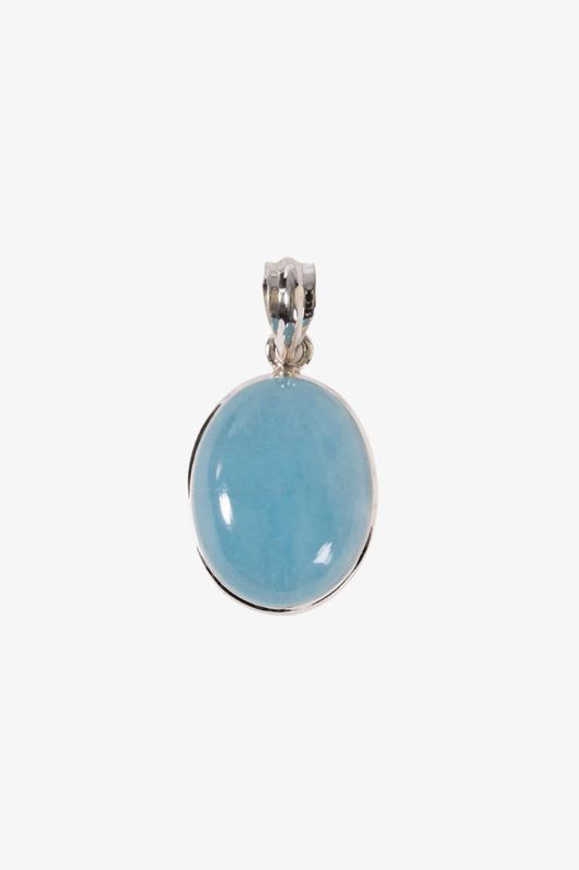 Aquamarine Oval Sterling Silver Pendant - Eat.Read.Love.