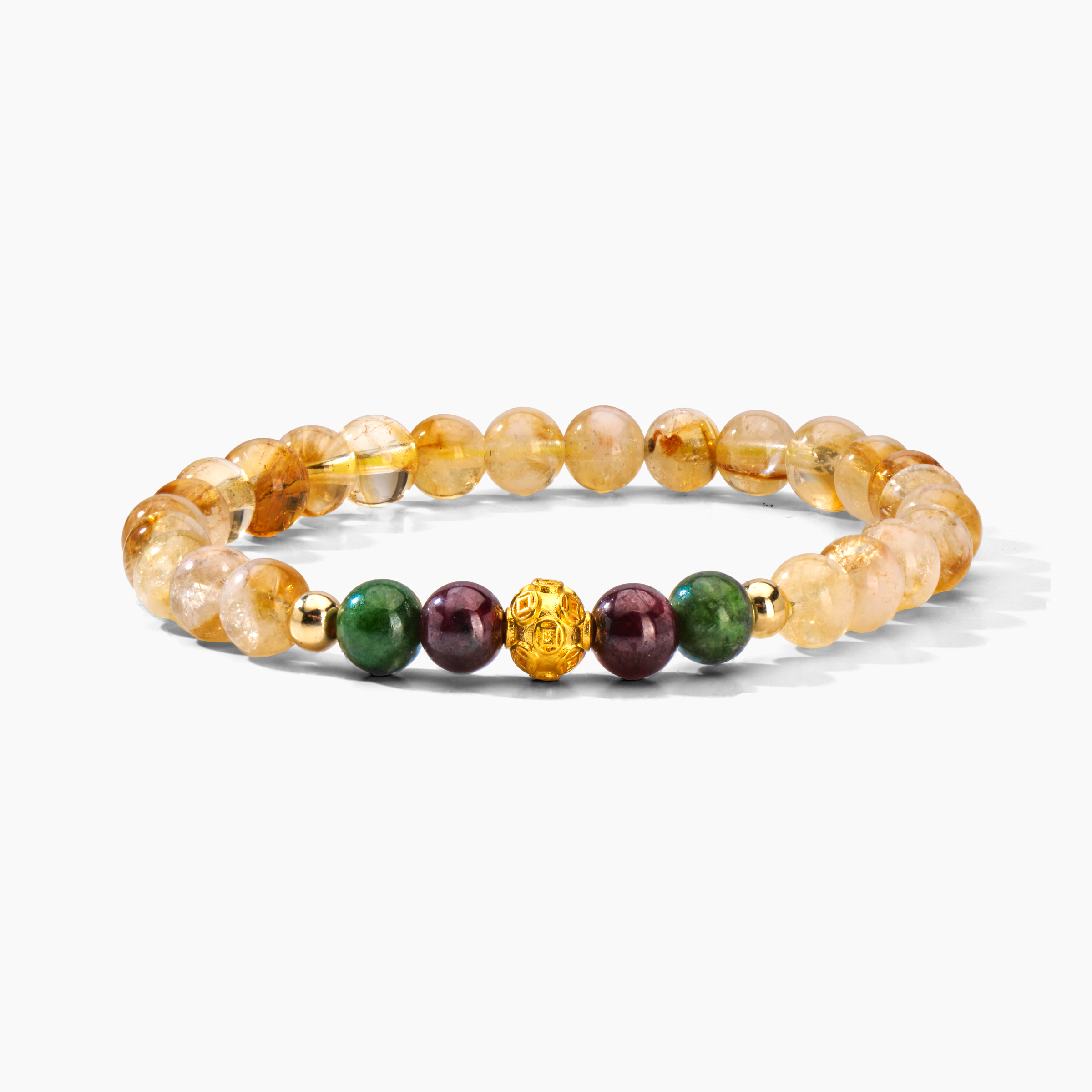 18k REAL Gold Money Ball Fortune Attraction Citrine Bracelet