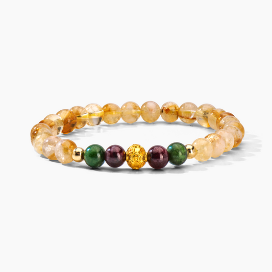 18k REAL Gold Money Ball Fortune Attraction Citrine Bracelet
