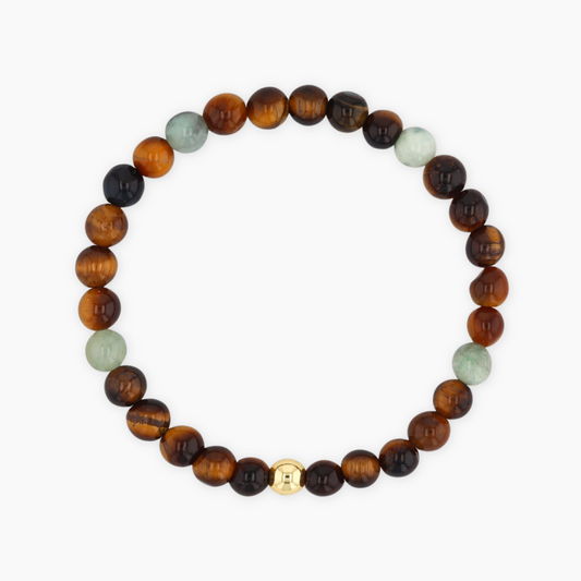 Leo Tigers Eye and Jade Crystal Bracelet with REAL Gold - Eat.Read.Love.