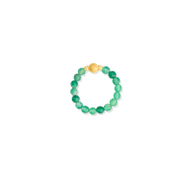 Emerald Gold Vermeil Stretch Ring - Love