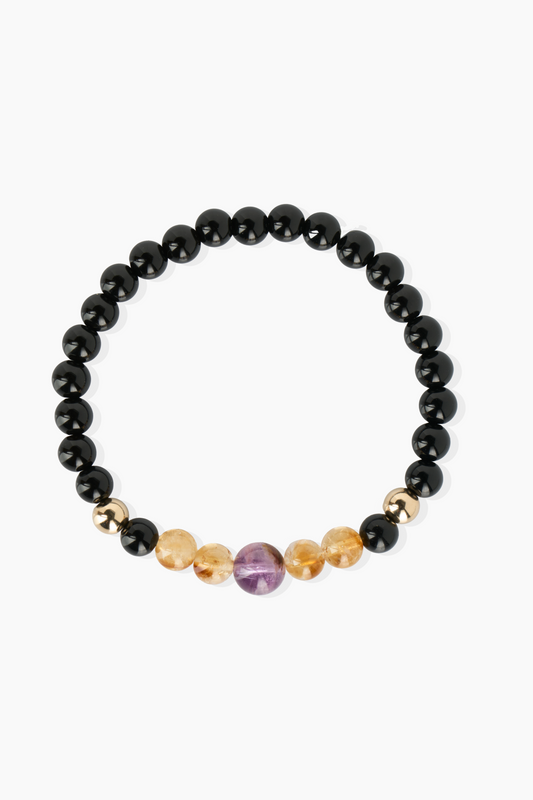 Spiritual Super Seven Crystal Real Gold Beads Bracelet
