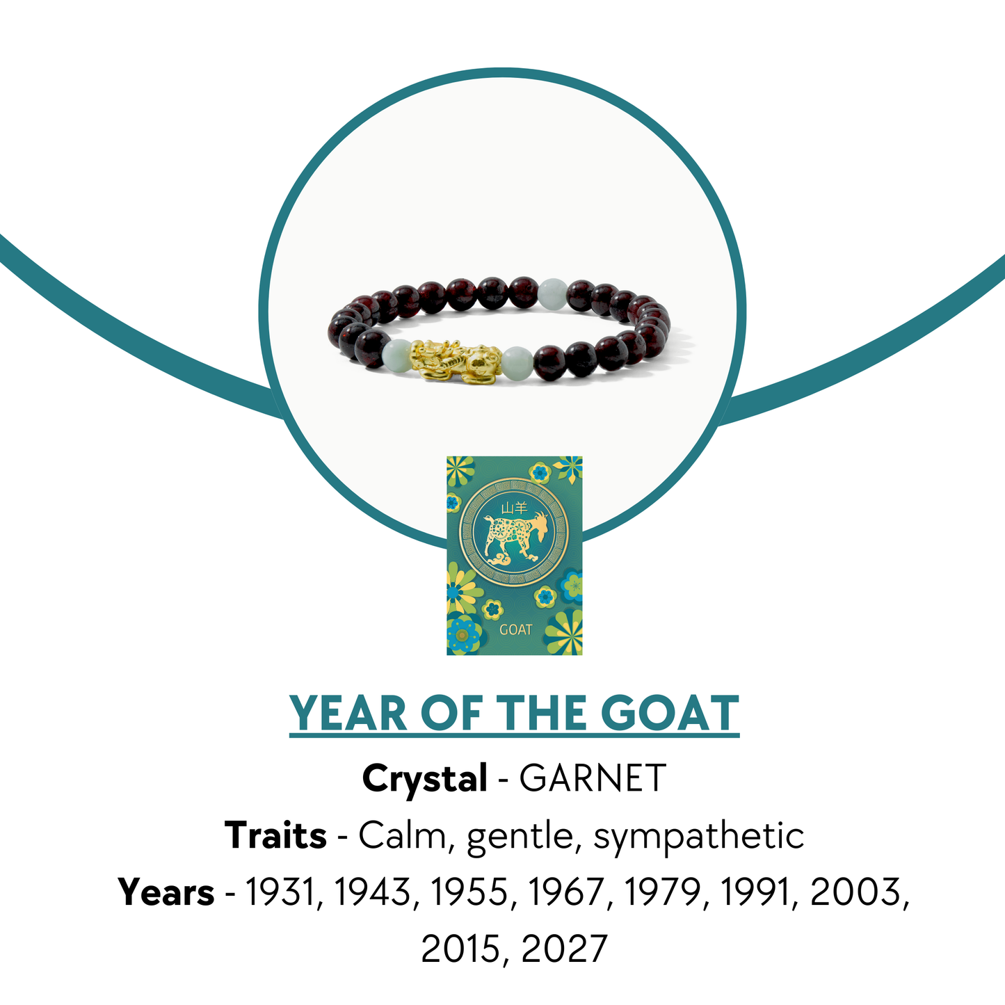 Lucky Fortune Pixiu Garnet - Year Of The Goat