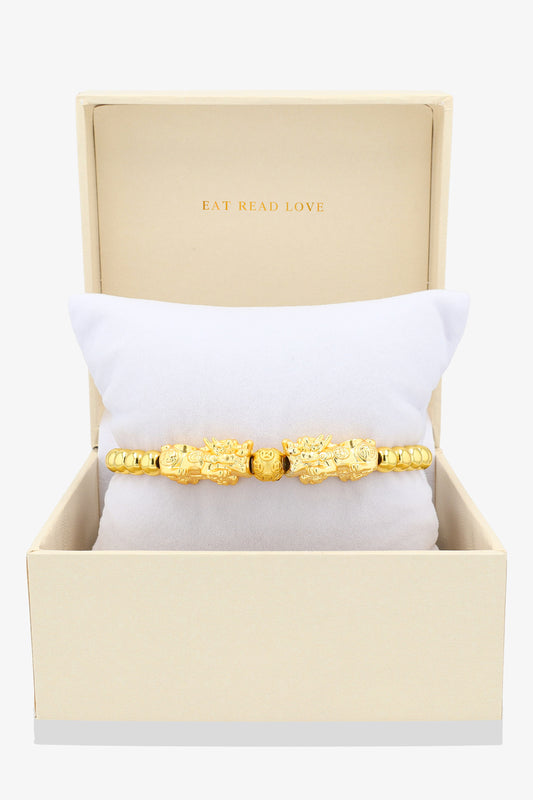 Gold Infinite Fortune 18k Gold Vermeil Pixiu Feng Shui Bracelet