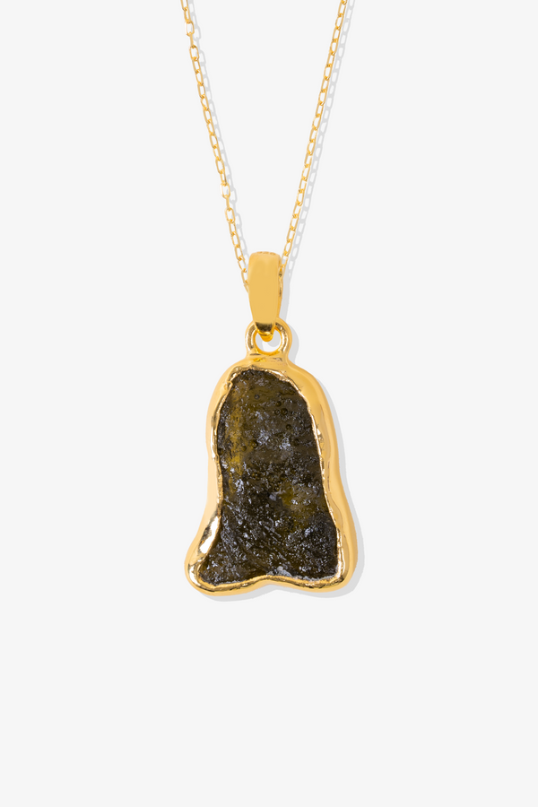 Genuine Moldavite Gold Vermeil Pendant