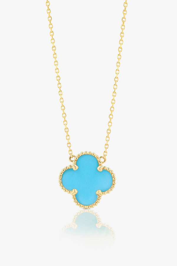 Vintage Turquoise Alhambra REAL Gold Necklace