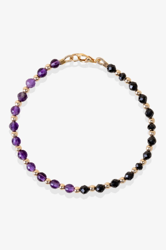 Healing and Protection - Amethyst and Black Spinel Intention Bracelet